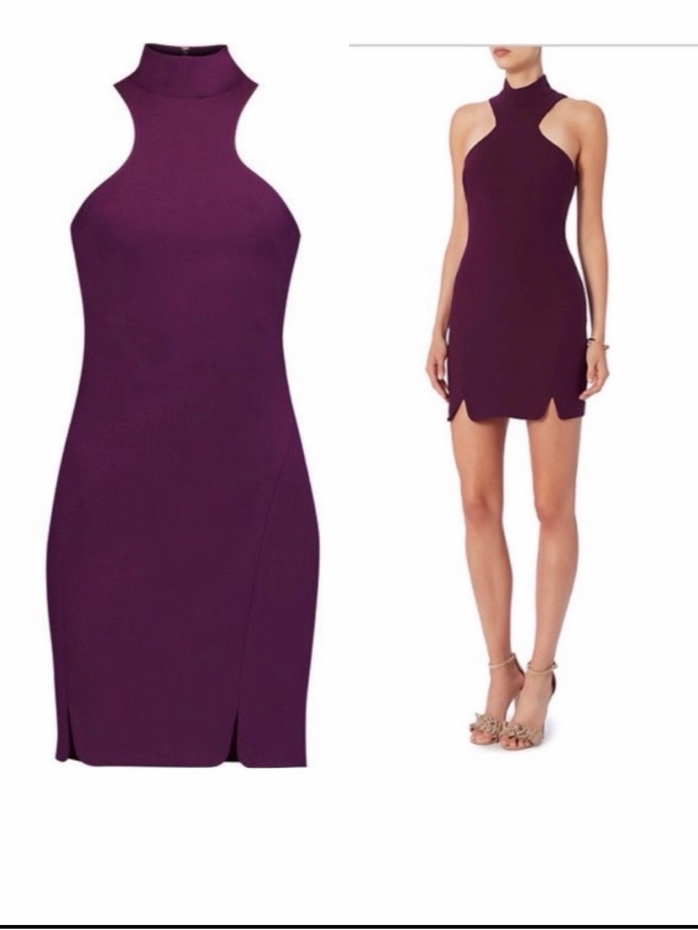 cinq a sept Plum Halter Cutout Mini Dress